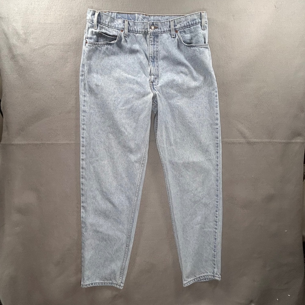 VTG 90s Levi 550 Relaxed Fit Tapered Leg Light Wash Orange Tab Jeans Mens 38x32